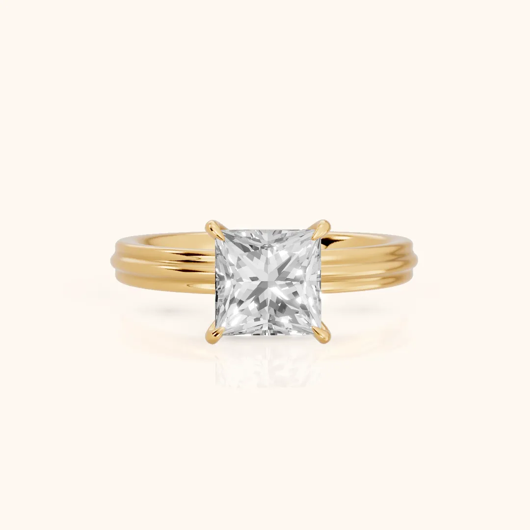 Seraphine Hidden Halo Princess Diamond Engagement Ring in Yellow Gold — view 2