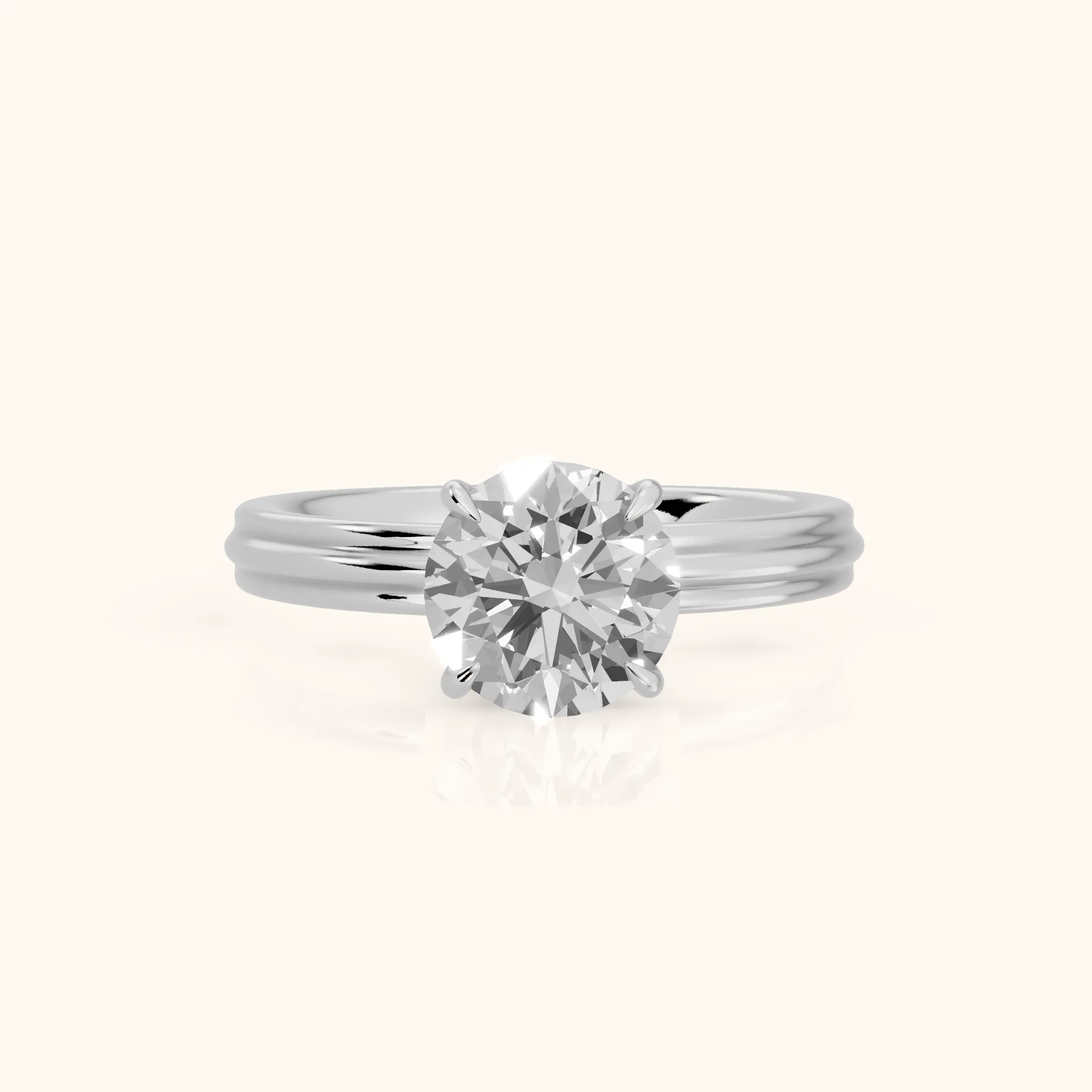Seraphine Hidden Halo Round Diamond Engagement Ring in Silver — view 1