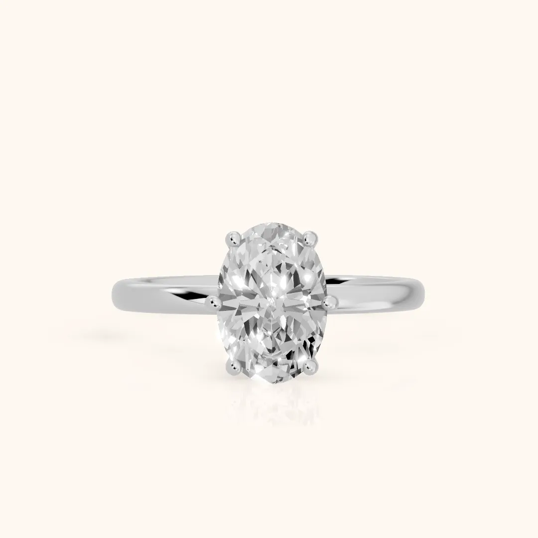 Arielle Solitaire Oval Diamond Engagement Ring in Silver — view 2