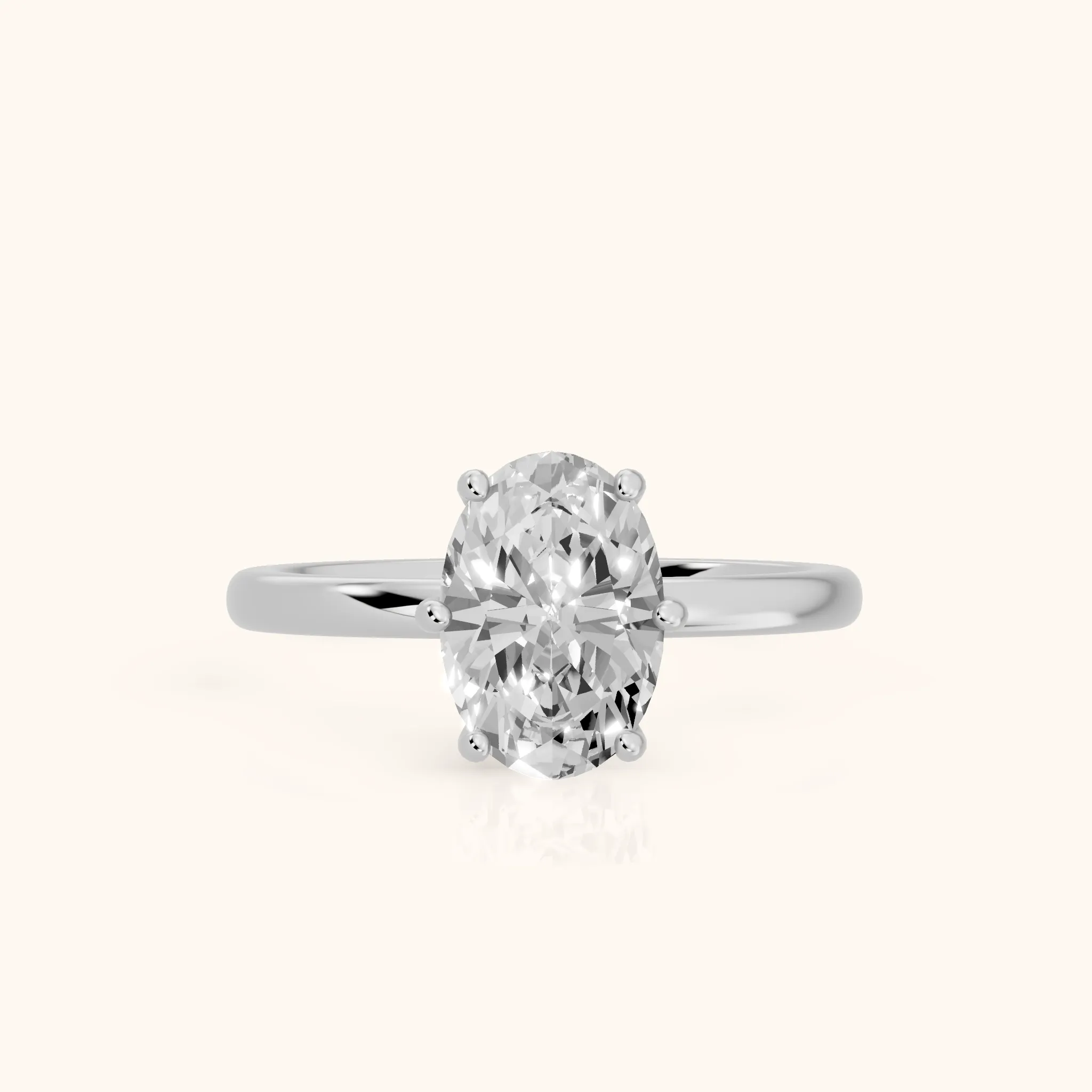 Arielle Solitaire Oval Diamond Engagement Ring in Silver — view 1