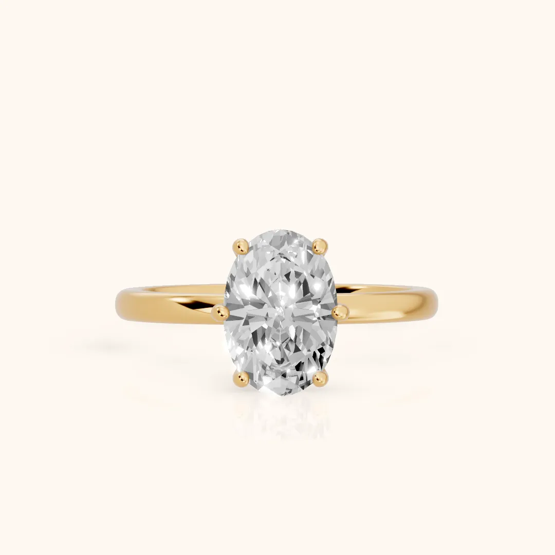 Arielle Solitaire Oval Diamond Engagement Ring in Yellow Gold — view 2