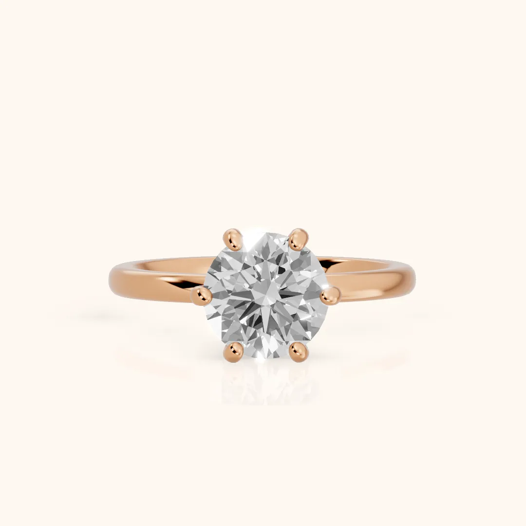 Arielle Solitaire Round Diamond Engagement Ring in Rose Gold — view 2