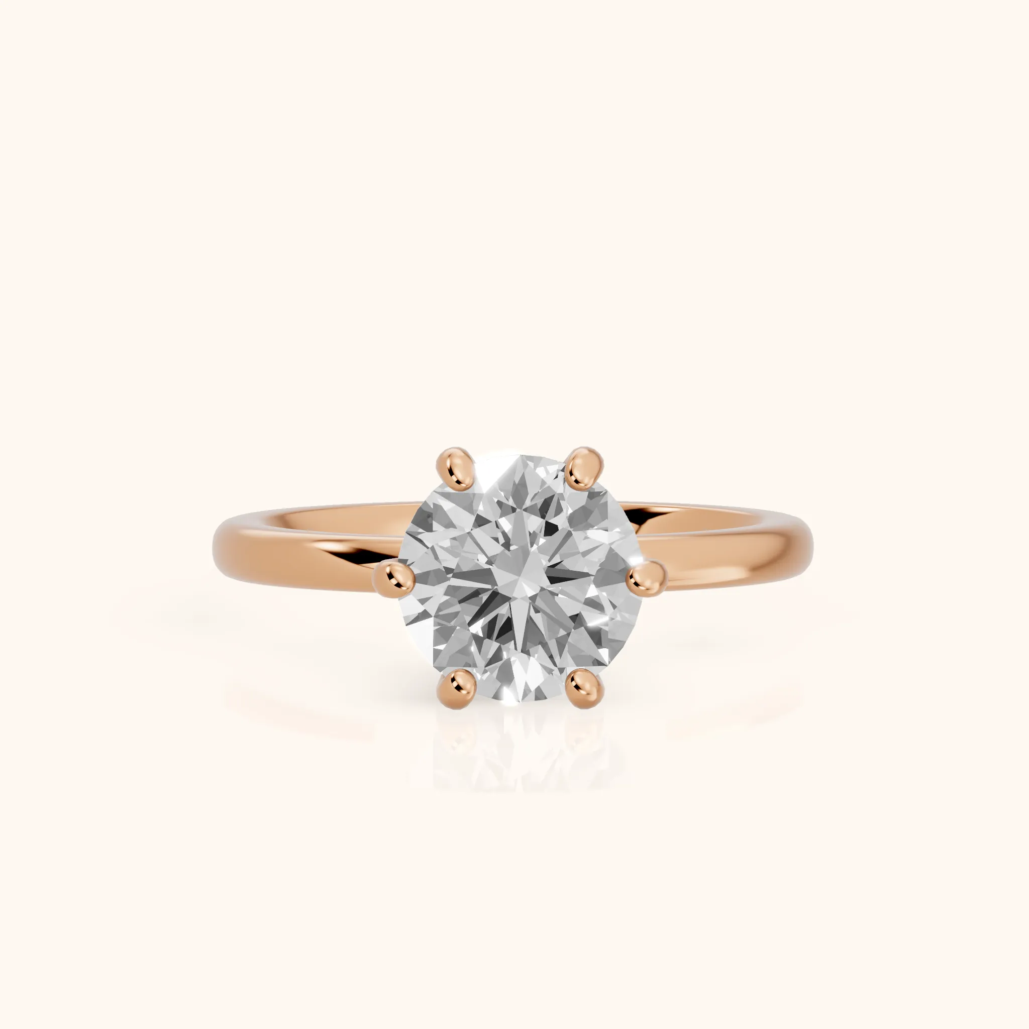 Arielle Solitaire Round Diamond Engagement Ring in Rose Gold — view 1