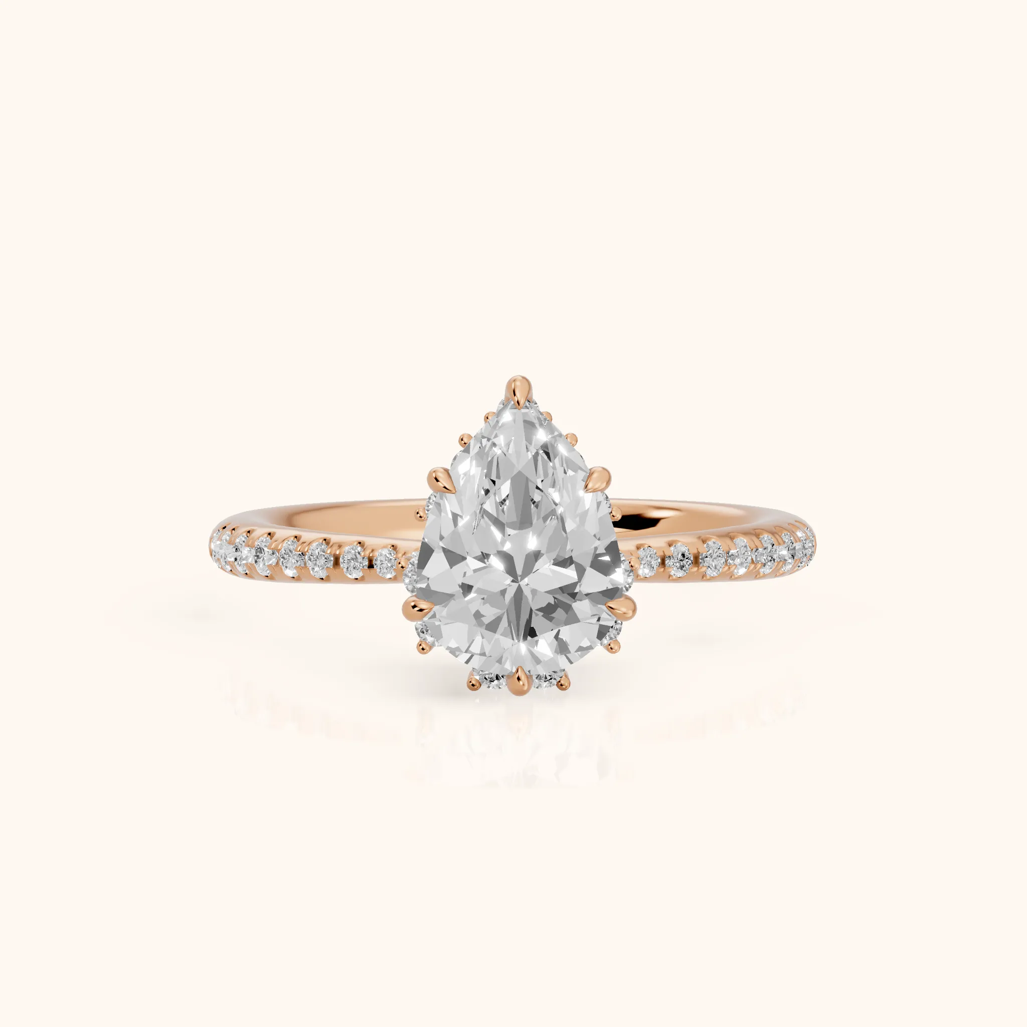 Leonie Starburst Halo Pear Diamond Engagement Ring in Rose Gold — view 1