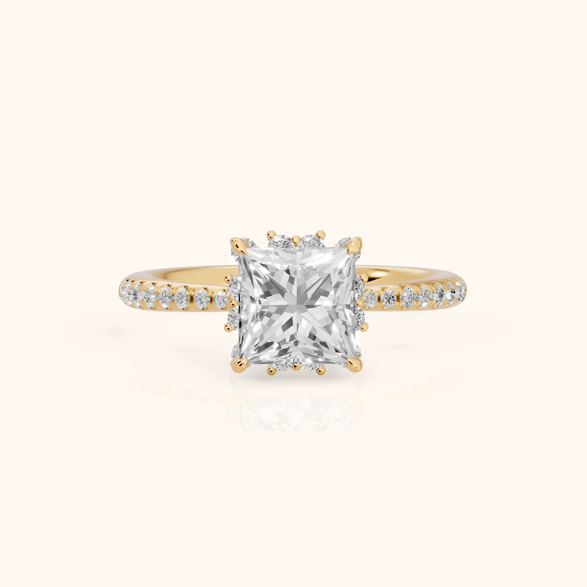 Leonie Starburst Halo Princess Diamond Engagement Ring in Yellow Gold — view 1