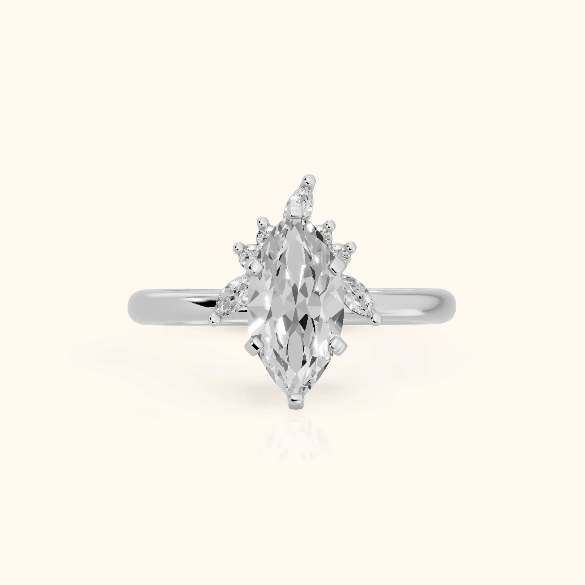 Fiorella Leaf Cluster Marquise Diamond Engagement Ring in Platinum — view 1