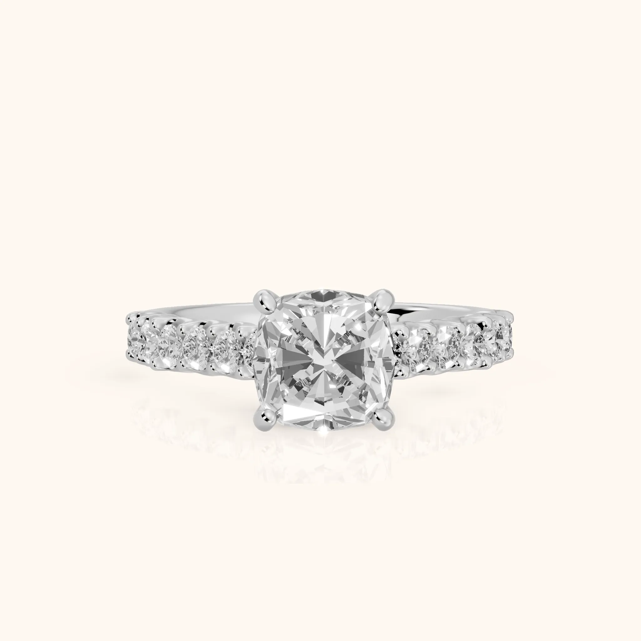 Marcella Cathedral Pavé Cushion Diamond Engagement Ring in Platinum — view 1