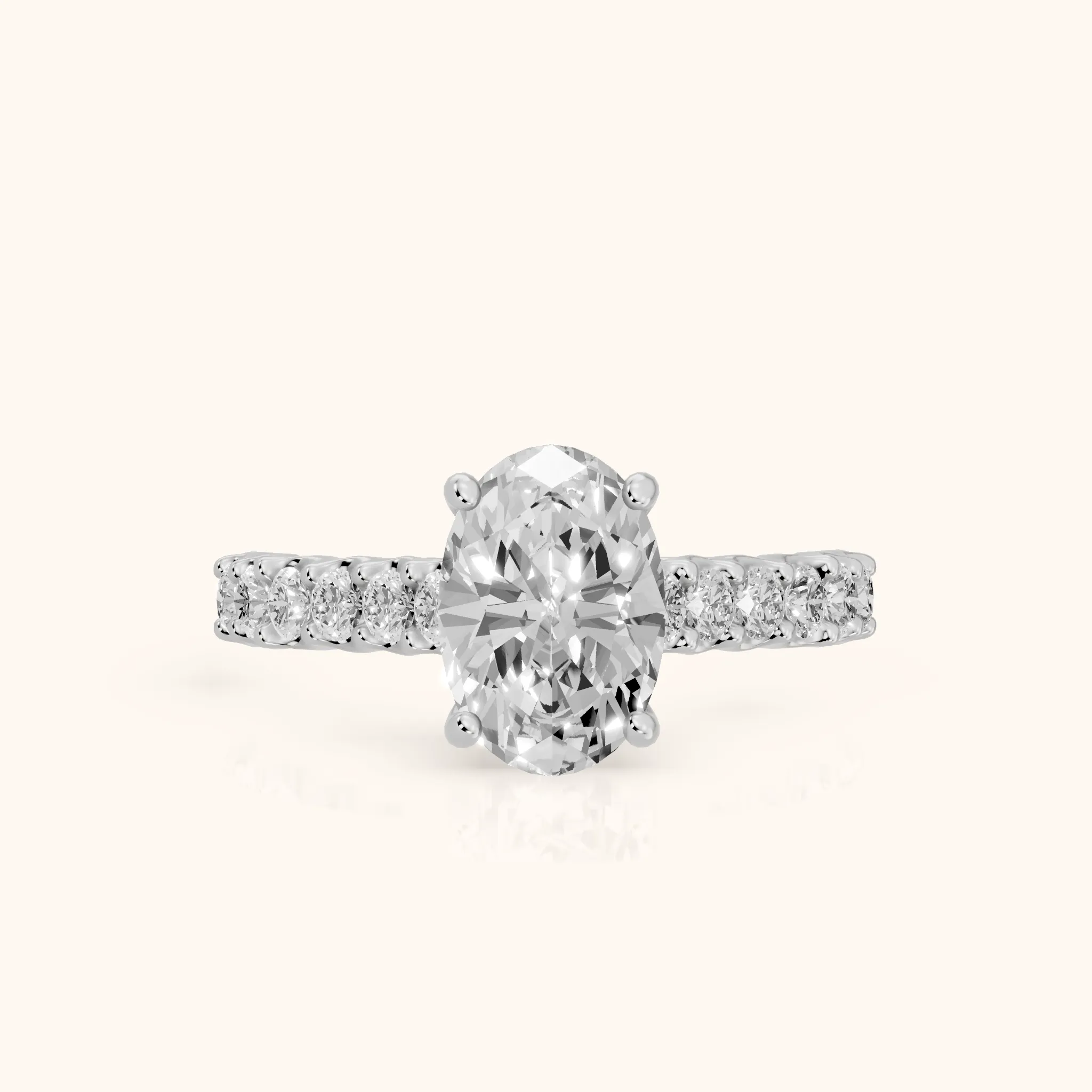 Marcella Cathedral Pavé Oval Diamond Engagement Ring in Silver — view 1