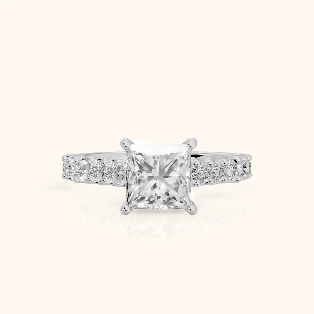 Marcella Cathedral Pavé Princess Diamond Engagement Ring in Platinum — view 2