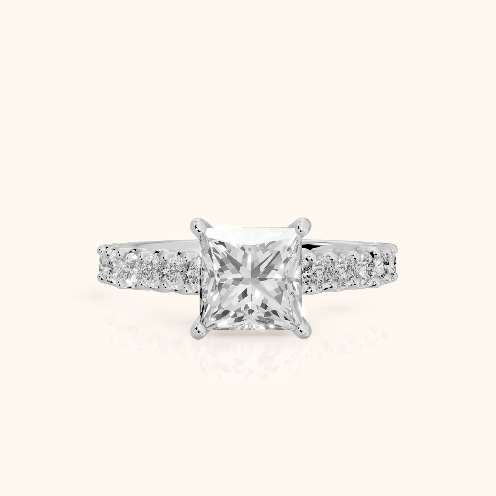Marcella Cathedral Pavé Princess Diamond Engagement Ring in Platinum — view 1