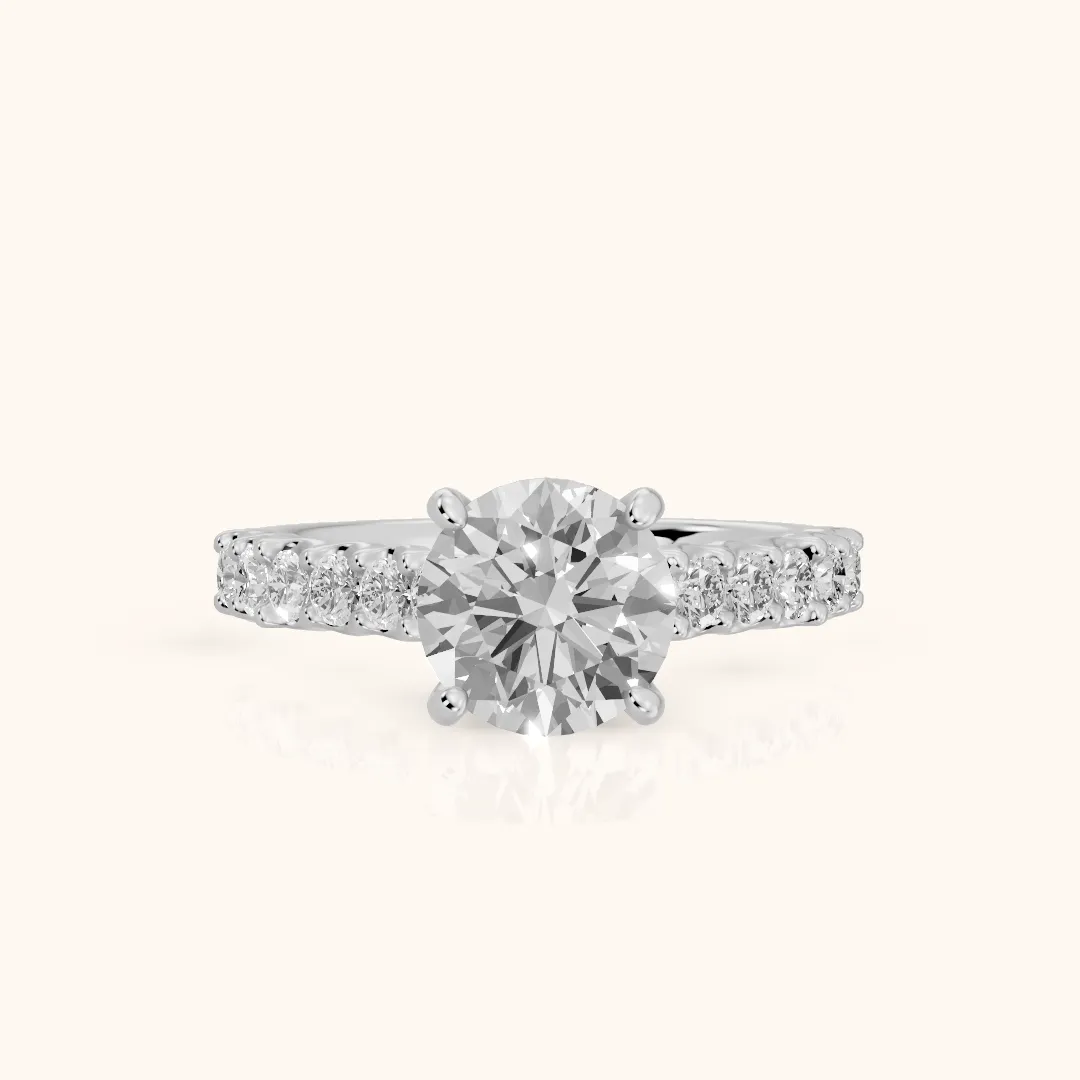 Marcella Cathedral Pavé Round Diamond Engagement Ring in Platinum — view 2