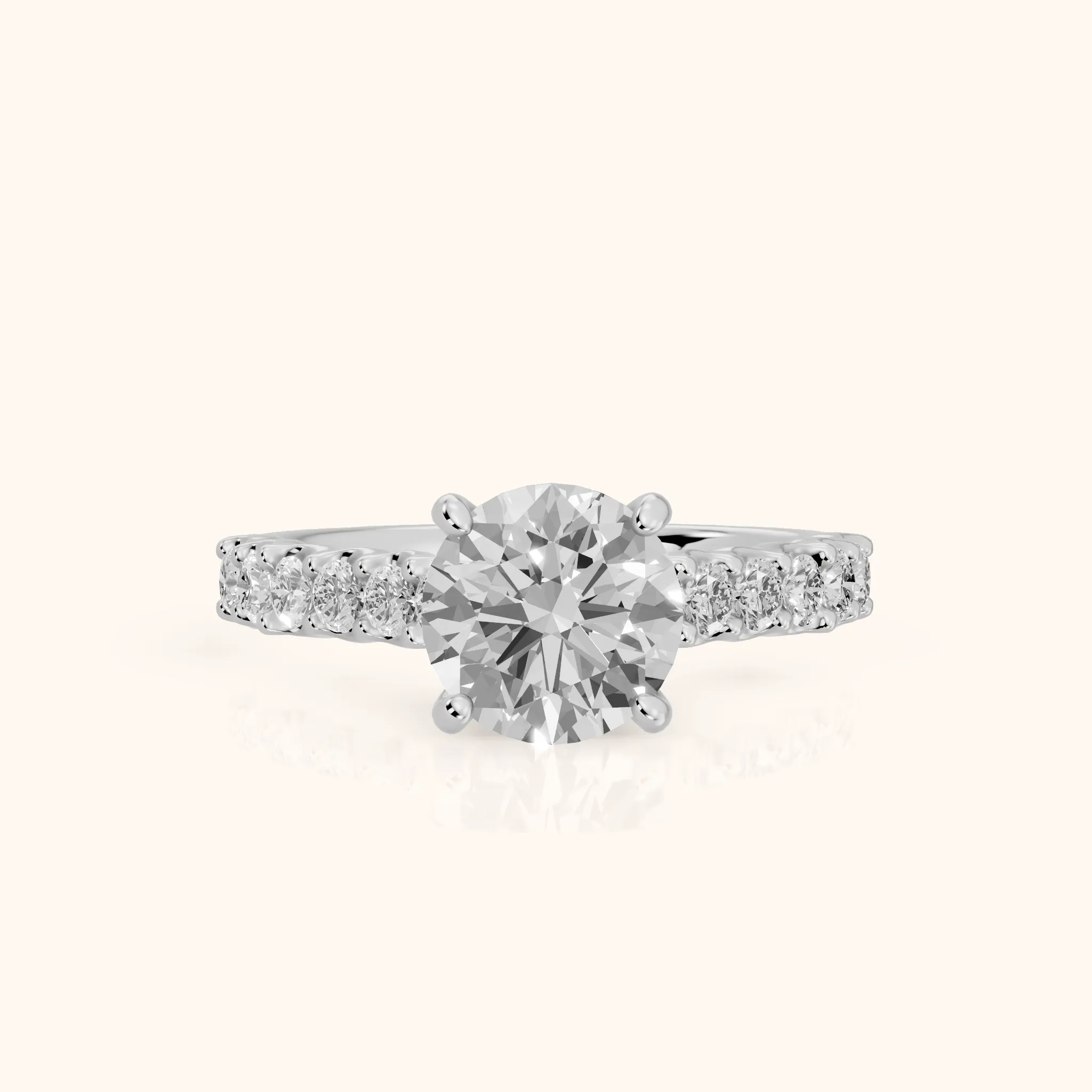 Marcella Cathedral Pavé Round Diamond Engagement Ring in Platinum — view 1