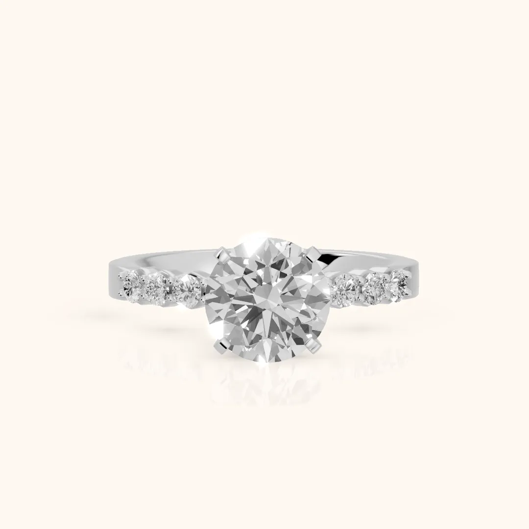 Martina Scalloped Pavé Round Diamond Engagement Ring in Silver — view 2