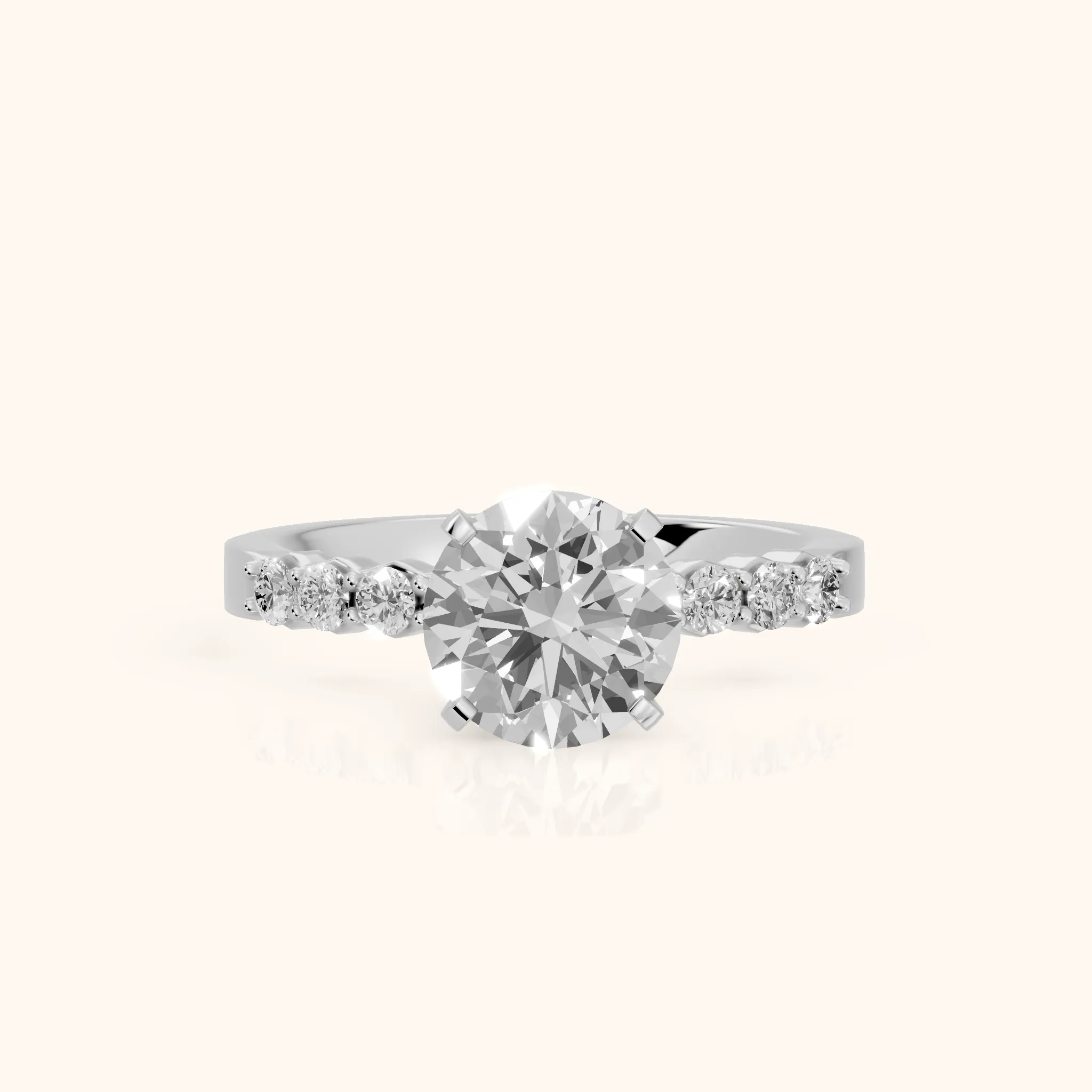 Martina Scalloped Pavé Round Diamond Engagement Ring in Silver — view 1