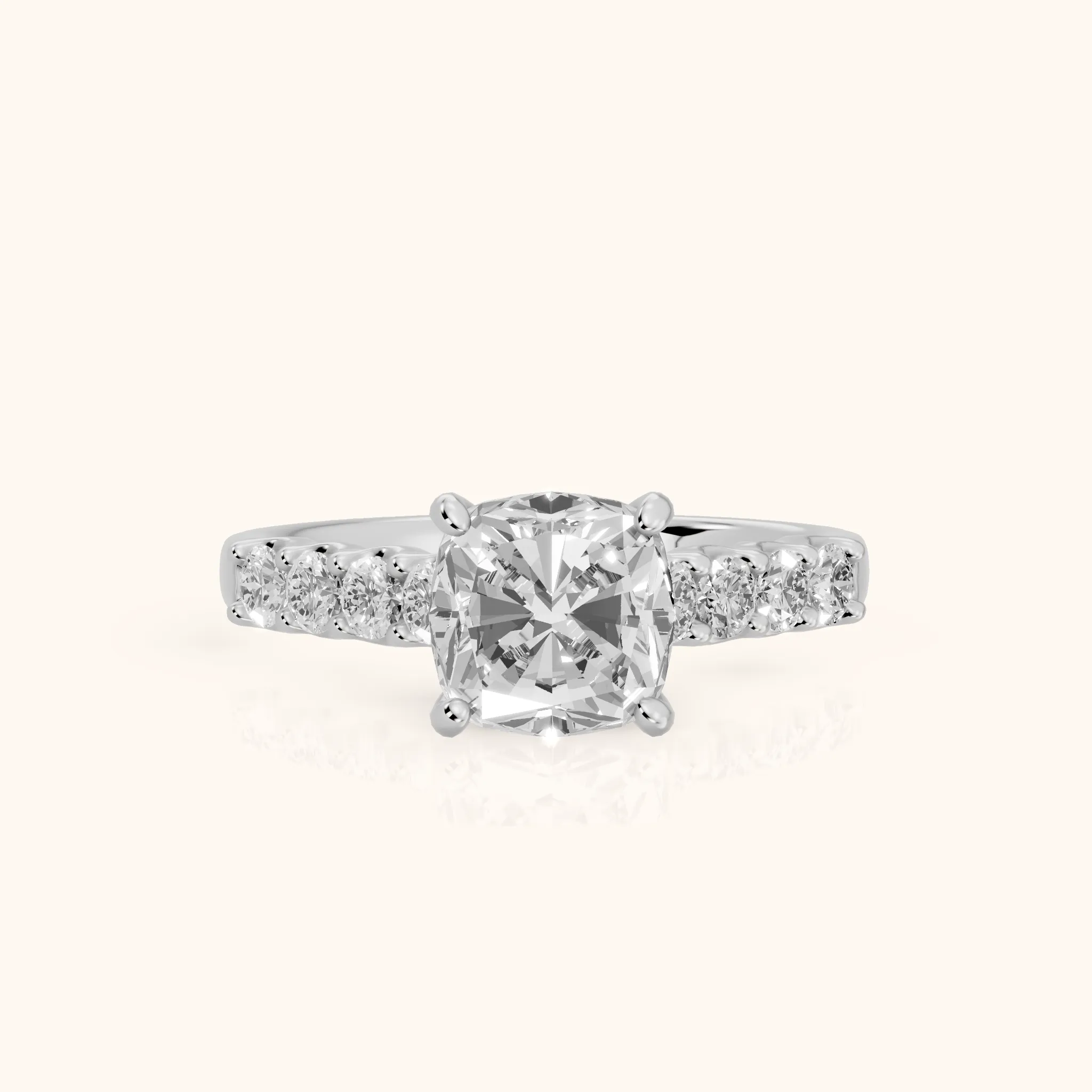 Emilia Pavé Cushion Diamond Engagement Ring in Silver — view 1