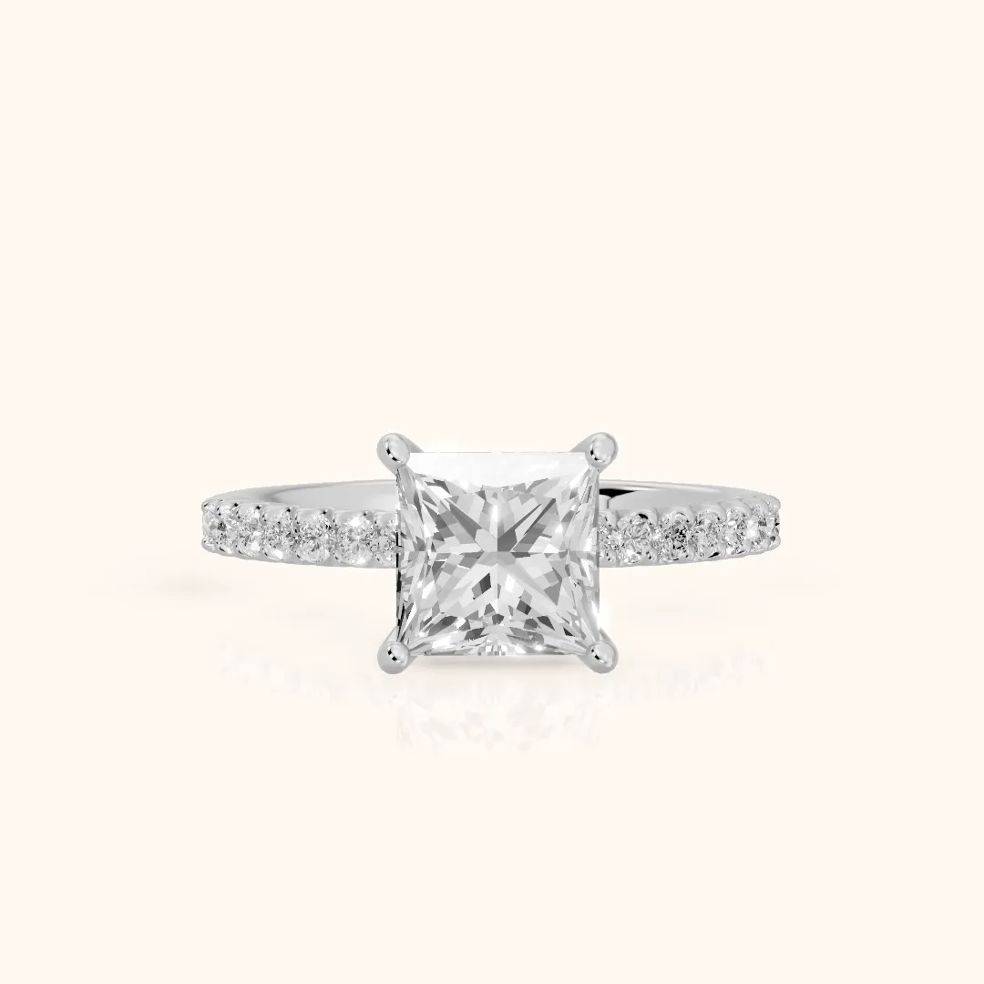 Livia Micropavé Princess Diamond Engagement Ring in Silver — view 2