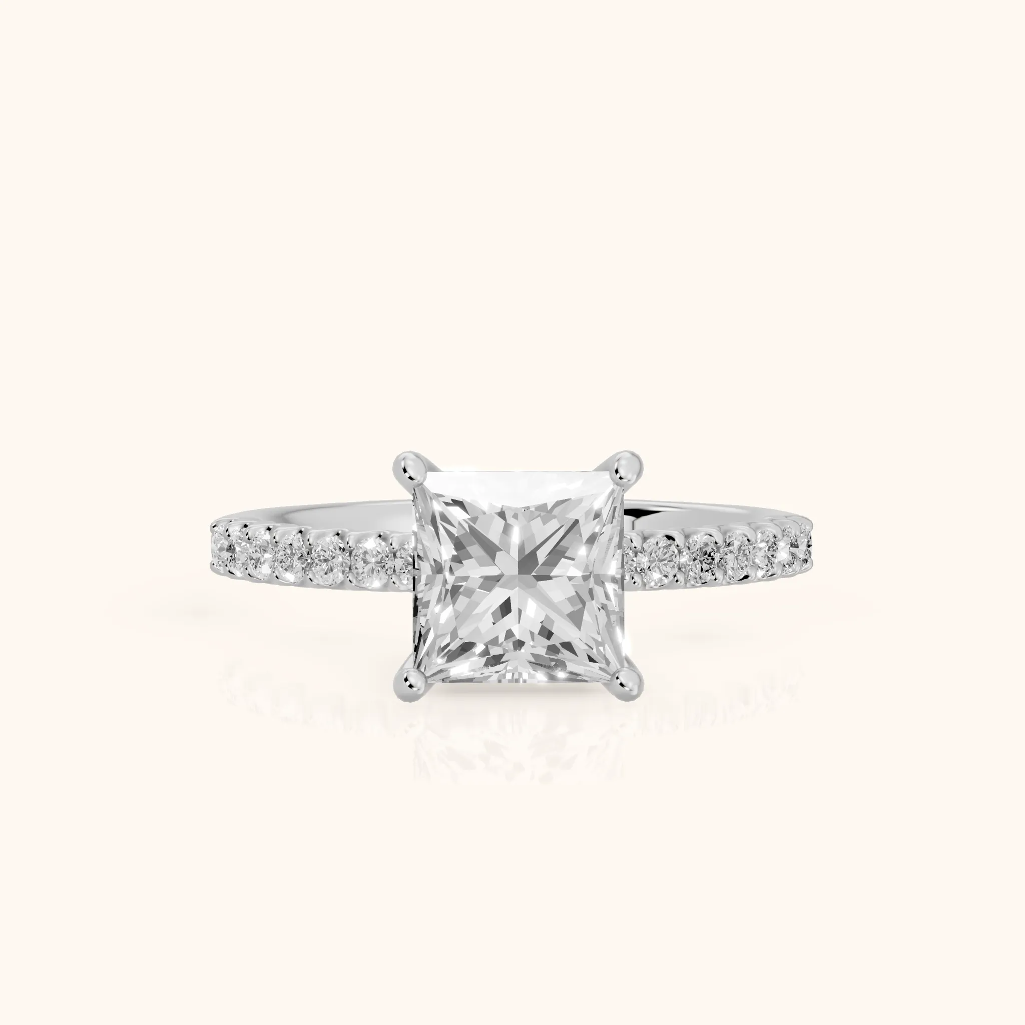 Livia Micropavé Princess Diamond Engagement Ring in Silver — view 1