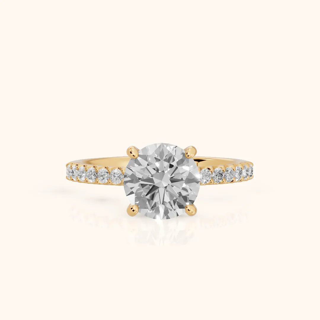 Livia Micropavé Round Diamond Engagement Ring in Yellow Gold — view 2