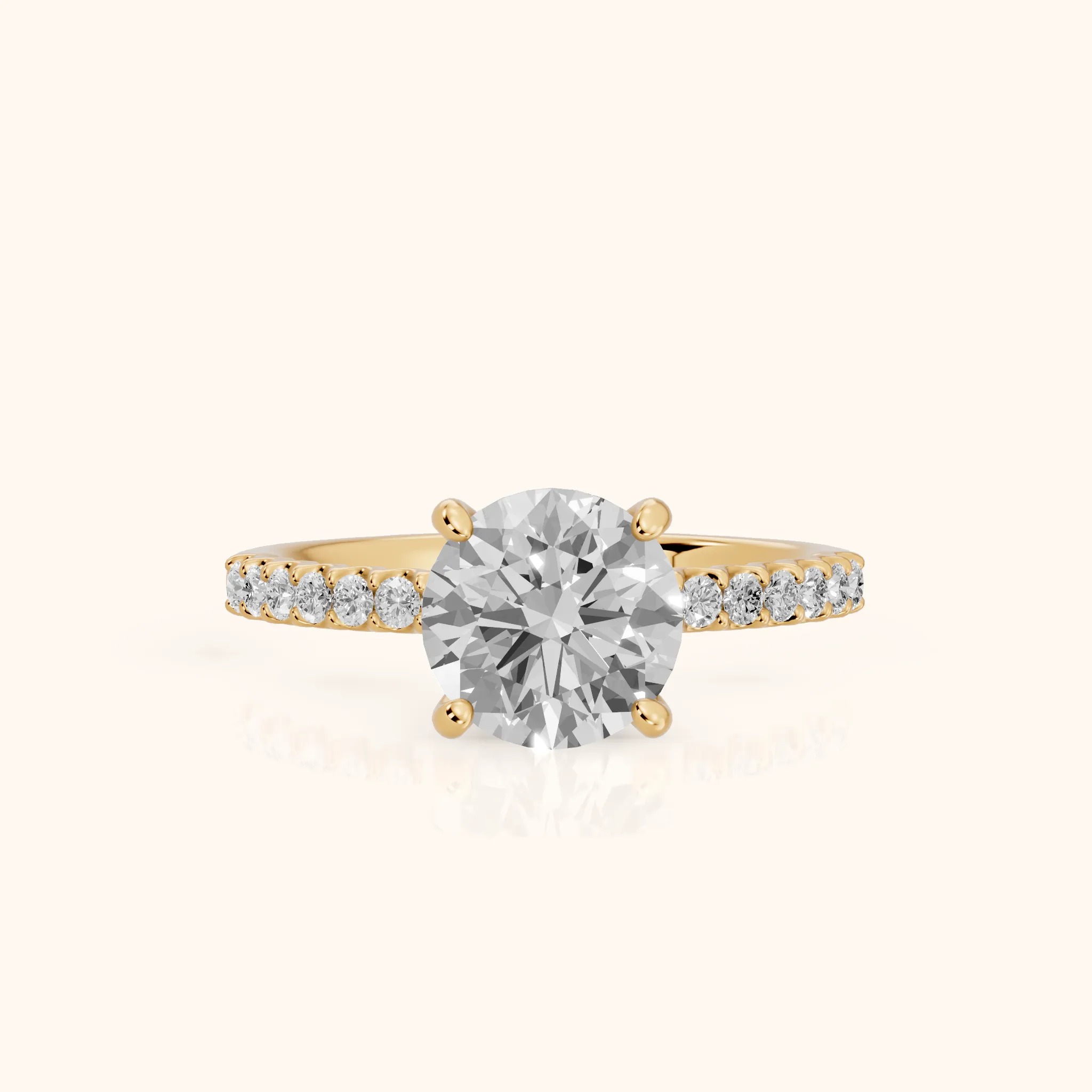 Livia Micropavé Round Diamond Engagement Ring in Yellow Gold — view 1