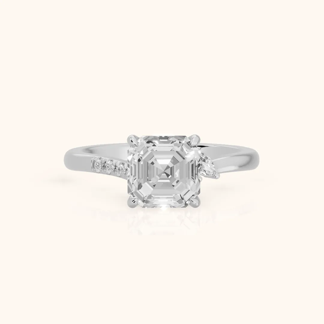 Nicoletta Bypass Pavé Asscher Diamond Engagement Ring in White Gold — view 2