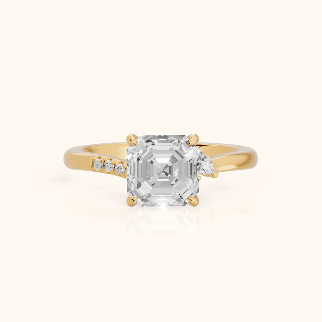 Nicoletta Bypass Pavé Asscher Diamond Engagement Ring in Yellow Gold — view 2