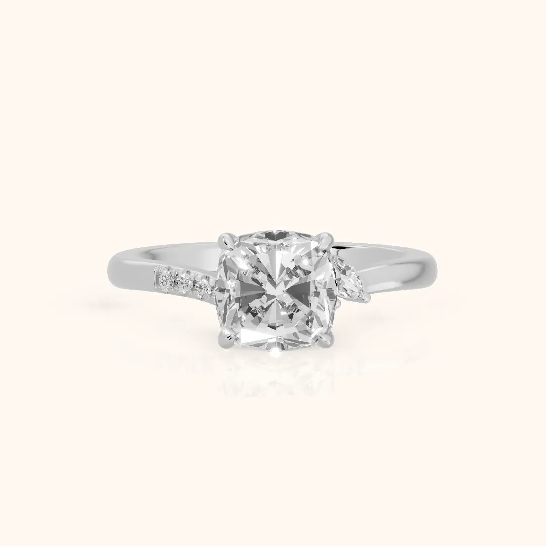 Nicoletta Bypass Pavé Cushion Diamond Engagement Ring in Silver — view 2