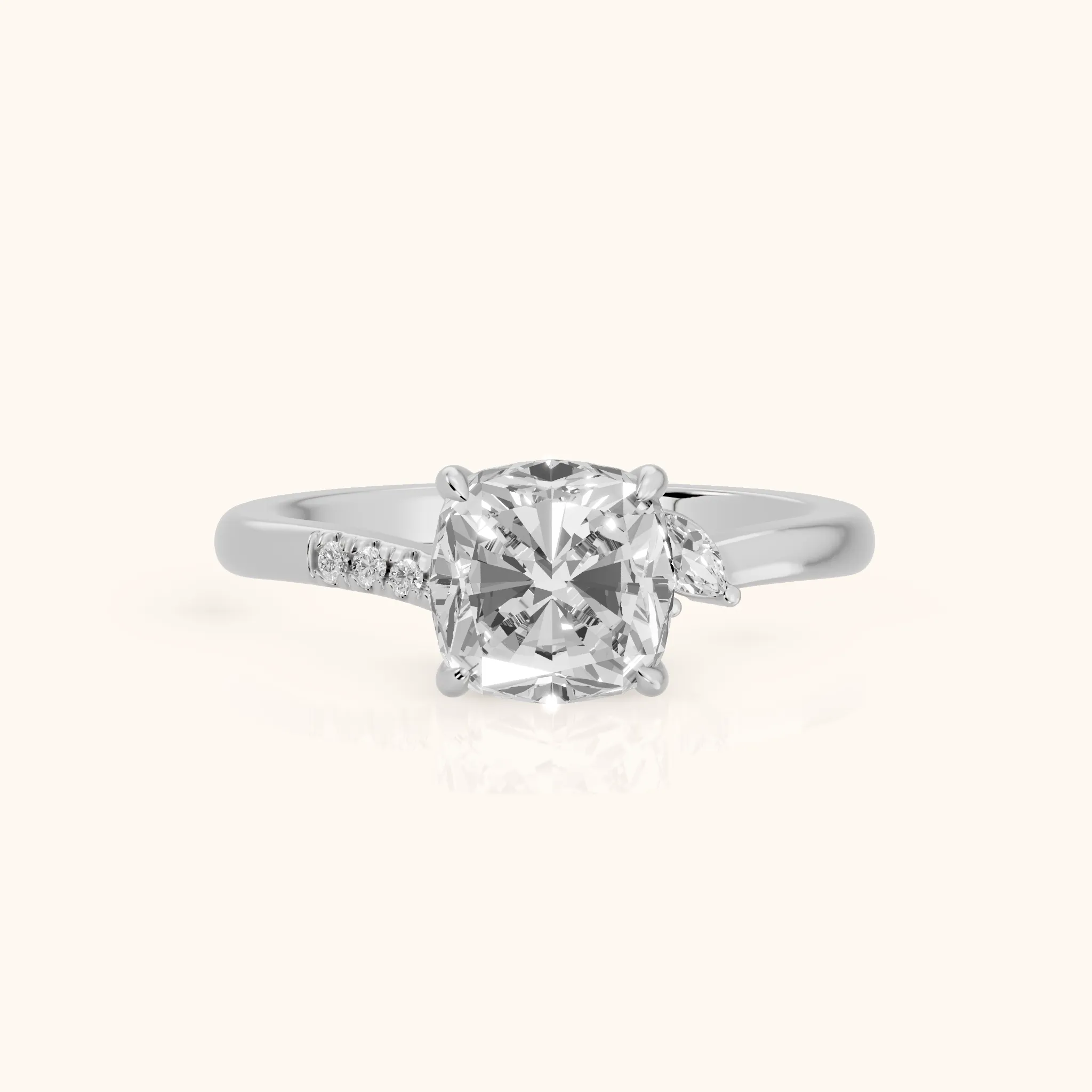 Nicoletta Bypass Pavé Cushion Diamond Engagement Ring in Silver — view 1