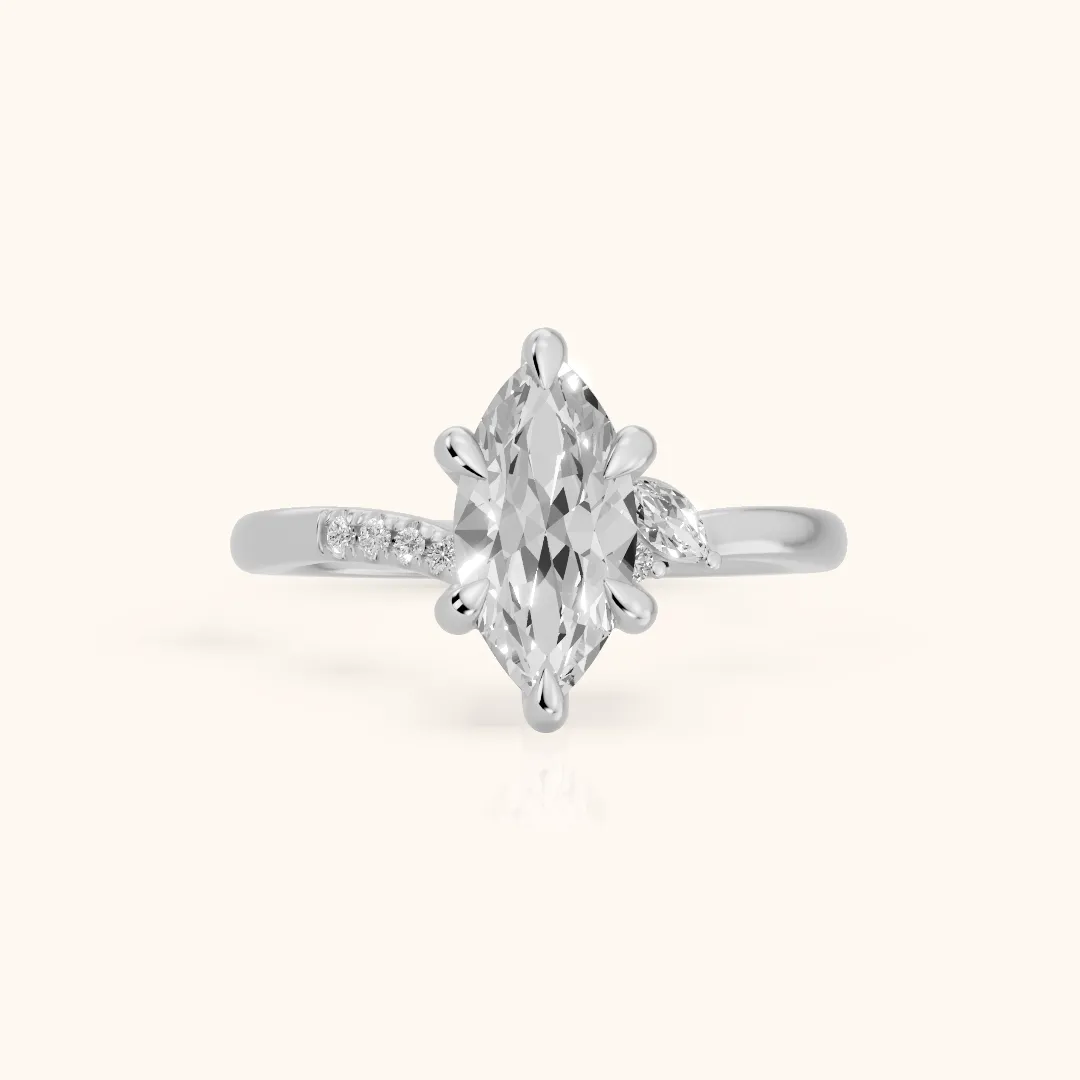 Nicoletta Bypass Pavé Marquise Diamond Engagement Ring in White Gold — view 2