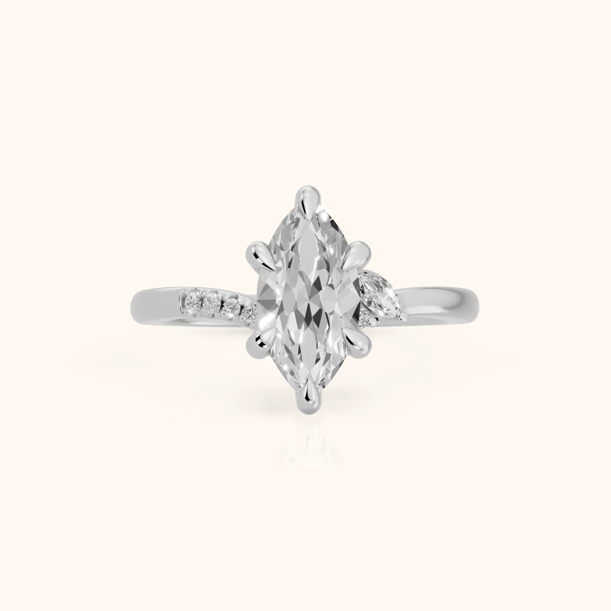 Nicoletta Bypass Pavé Marquise Diamond Engagement Ring in White Gold — view 1