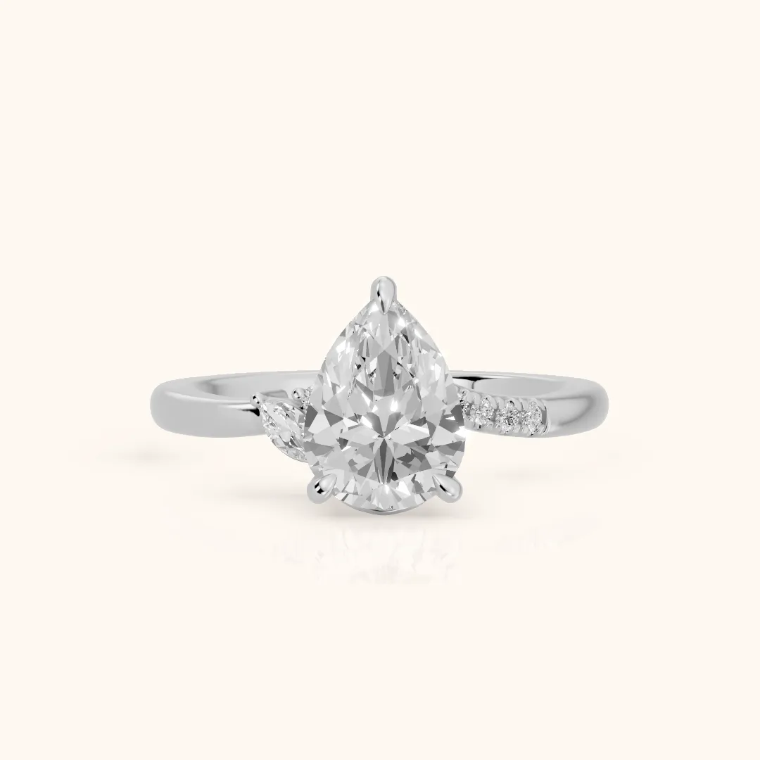 Nicoletta Bypass Pavé Pear Diamond Engagement Ring in Silver — view 2