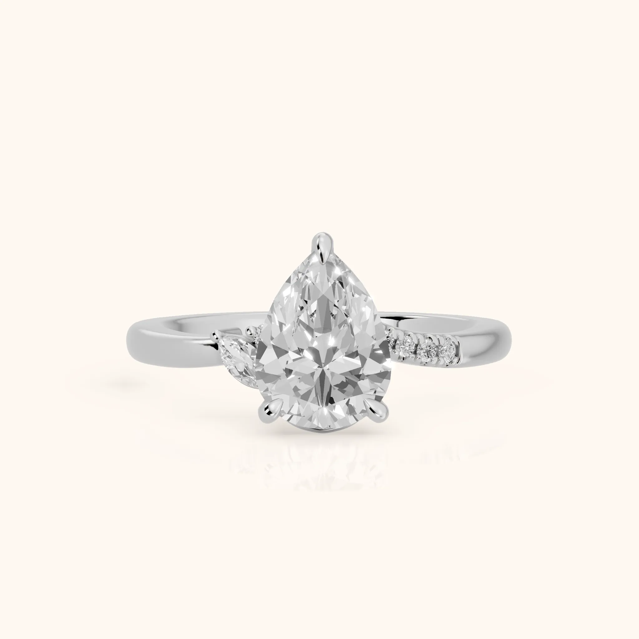 Nicoletta Bypass Pavé Pear Diamond Engagement Ring in Silver — view 1