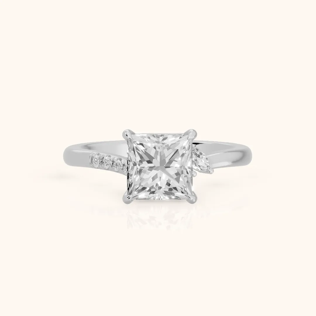Nicoletta Bypass Pavé Princess Diamond Engagement Ring in Silver — view 2