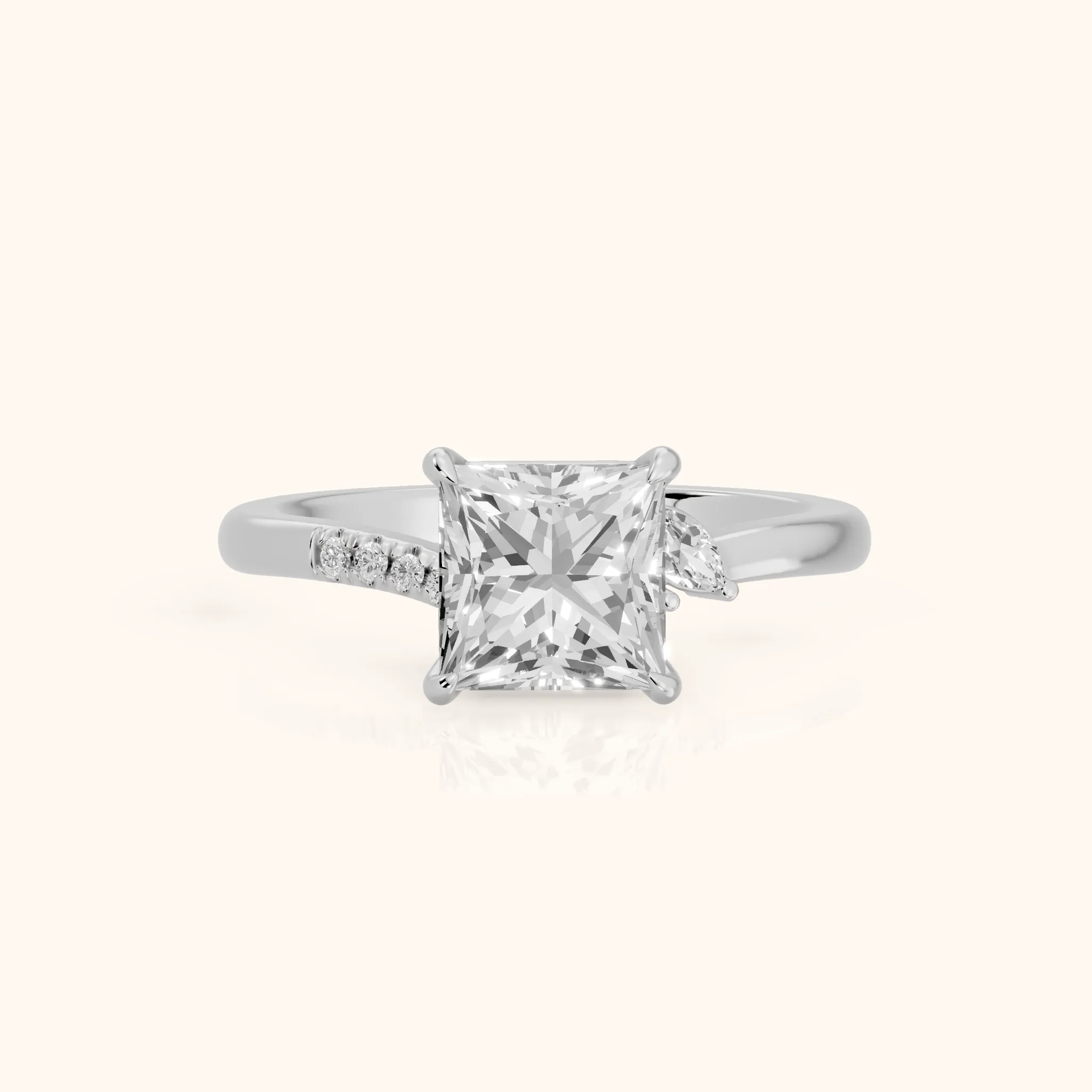 Nicoletta Bypass Pavé Princess Diamond Engagement Ring in Silver — view 1