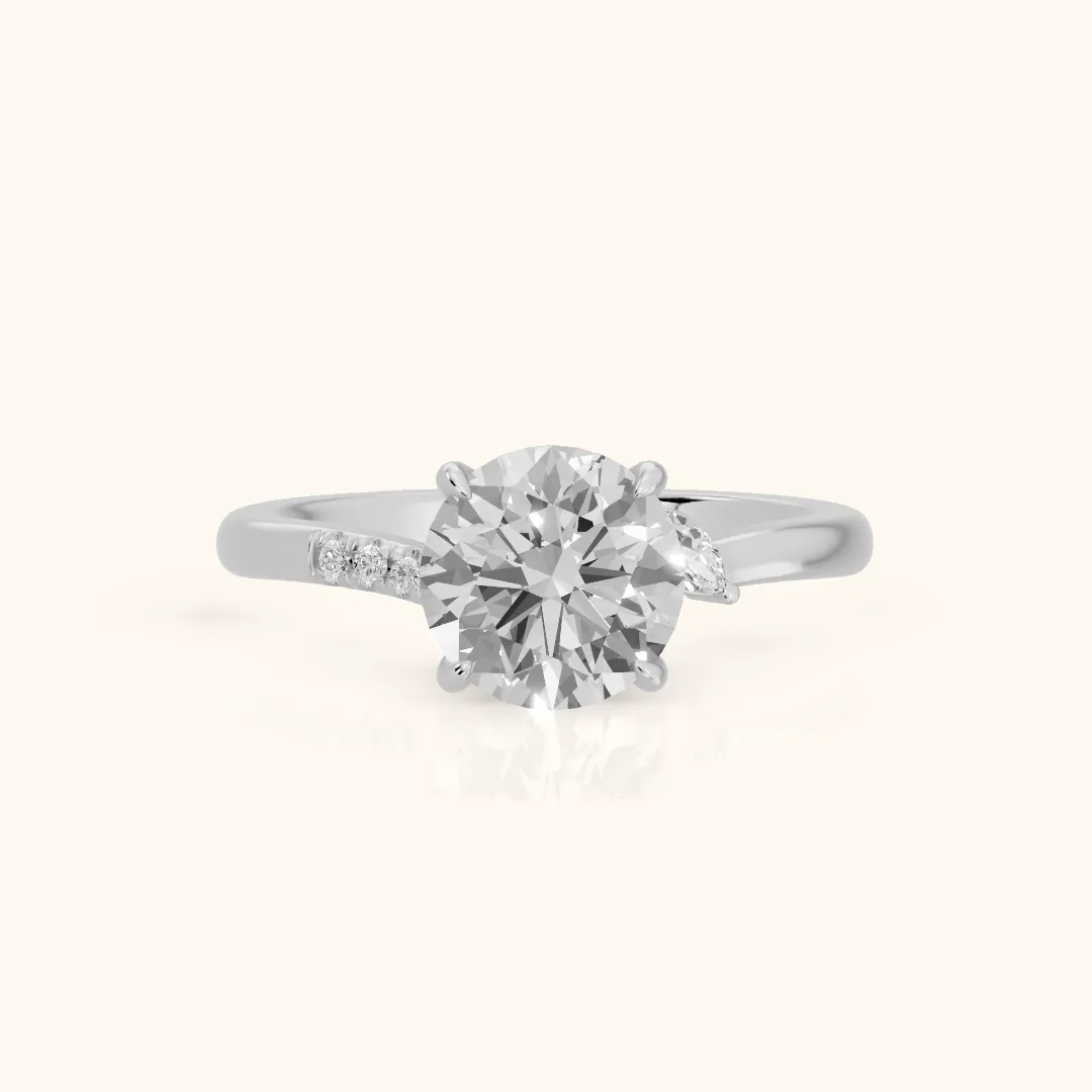 Nicoletta Bypass Pavé Round Diamond Engagement Ring in White Gold — view 2