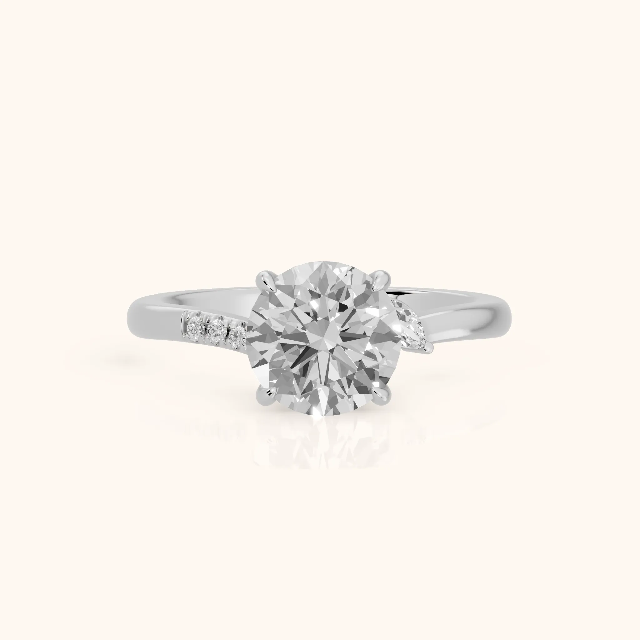 Nicoletta Bypass Pavé Round Diamond Engagement Ring in White Gold — view 1