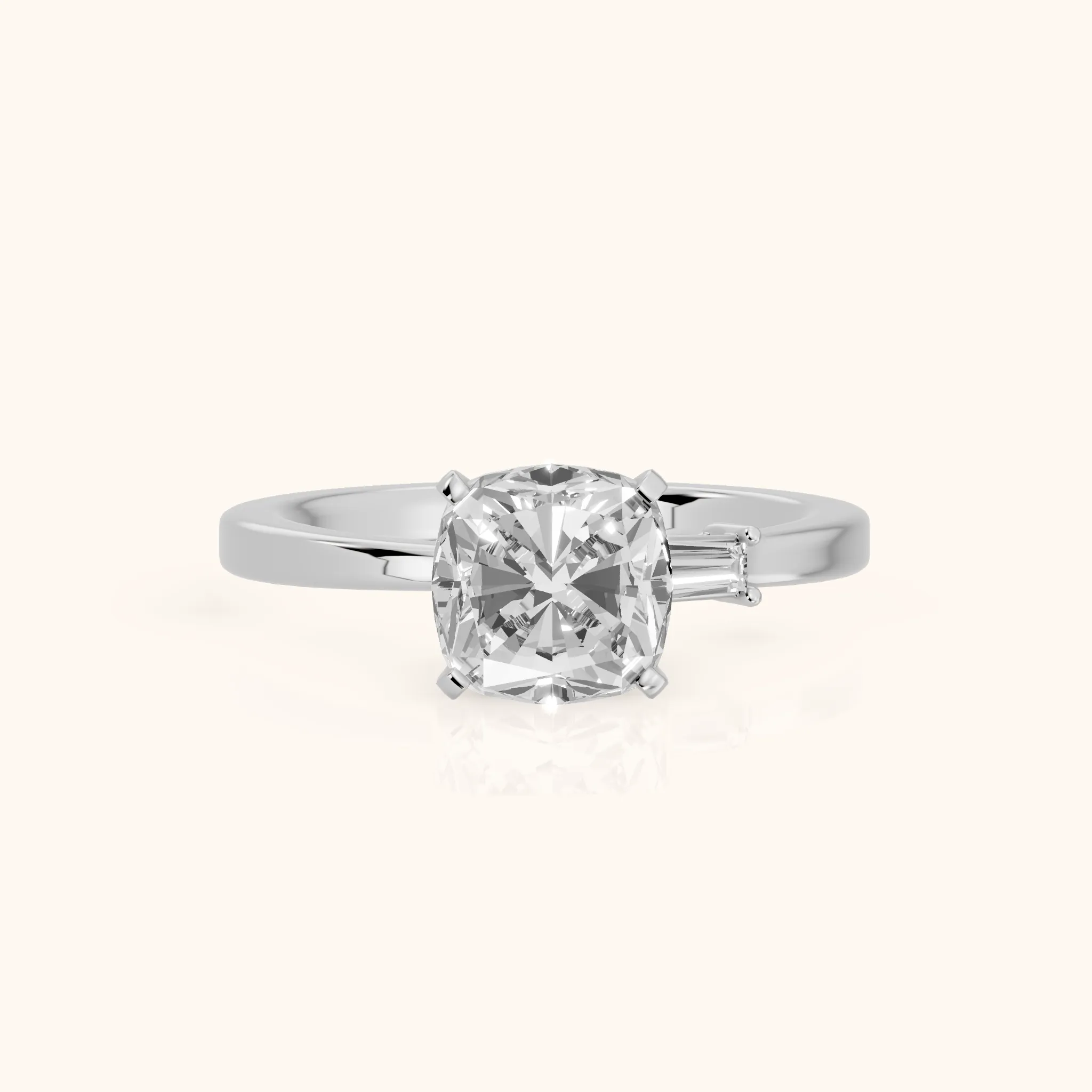Donatella Baguette Cushion Diamond Engagement Ring in Platinum — view 1