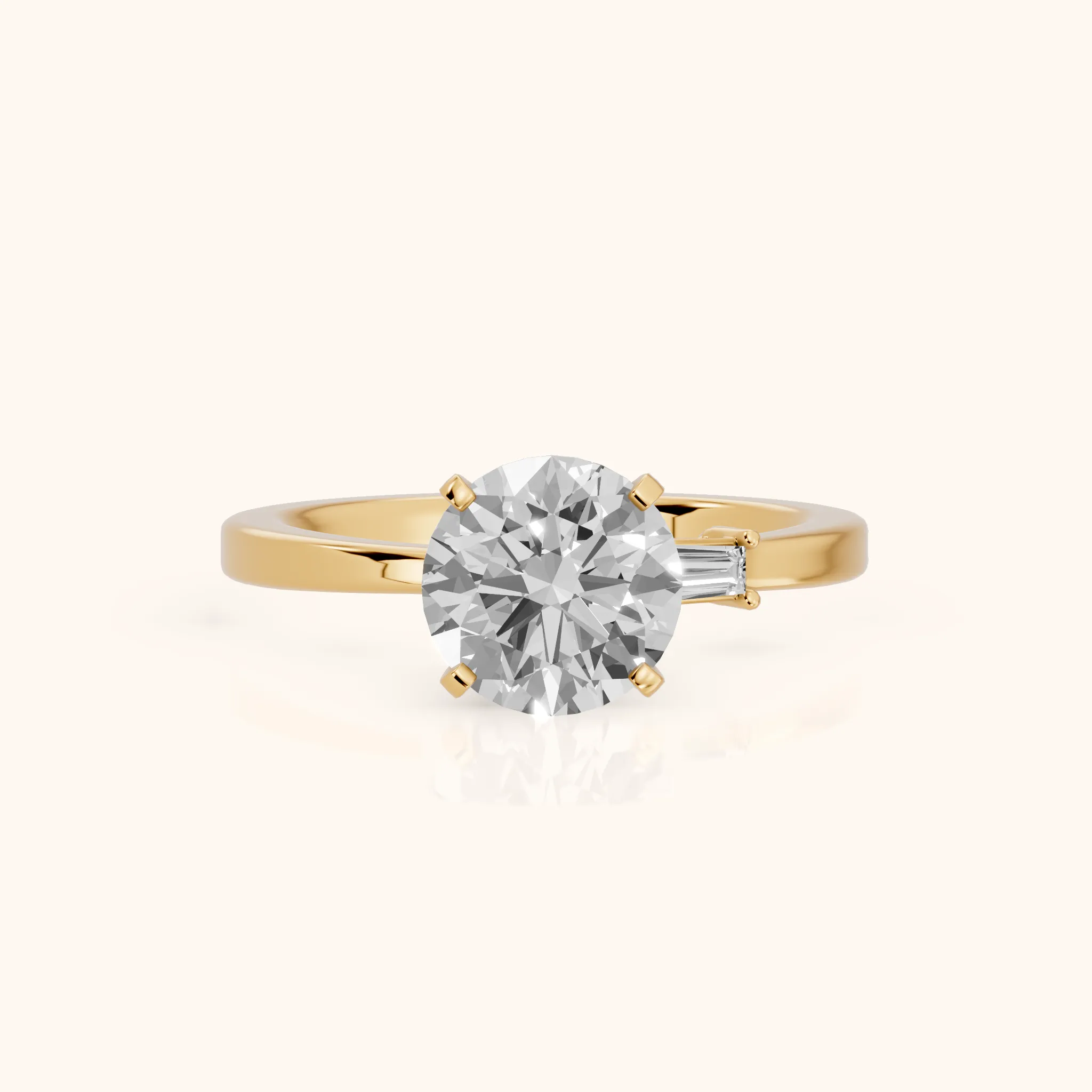 Donatella Baguette Round Diamond Engagement Ring in Yellow Gold — view 1