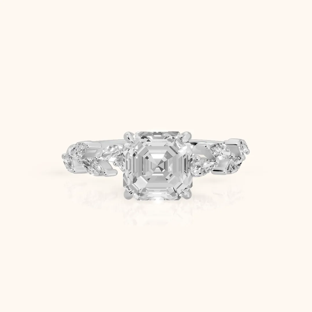 Mirella Laurel Asscher Diamond Engagement Ring in White Gold — view 2