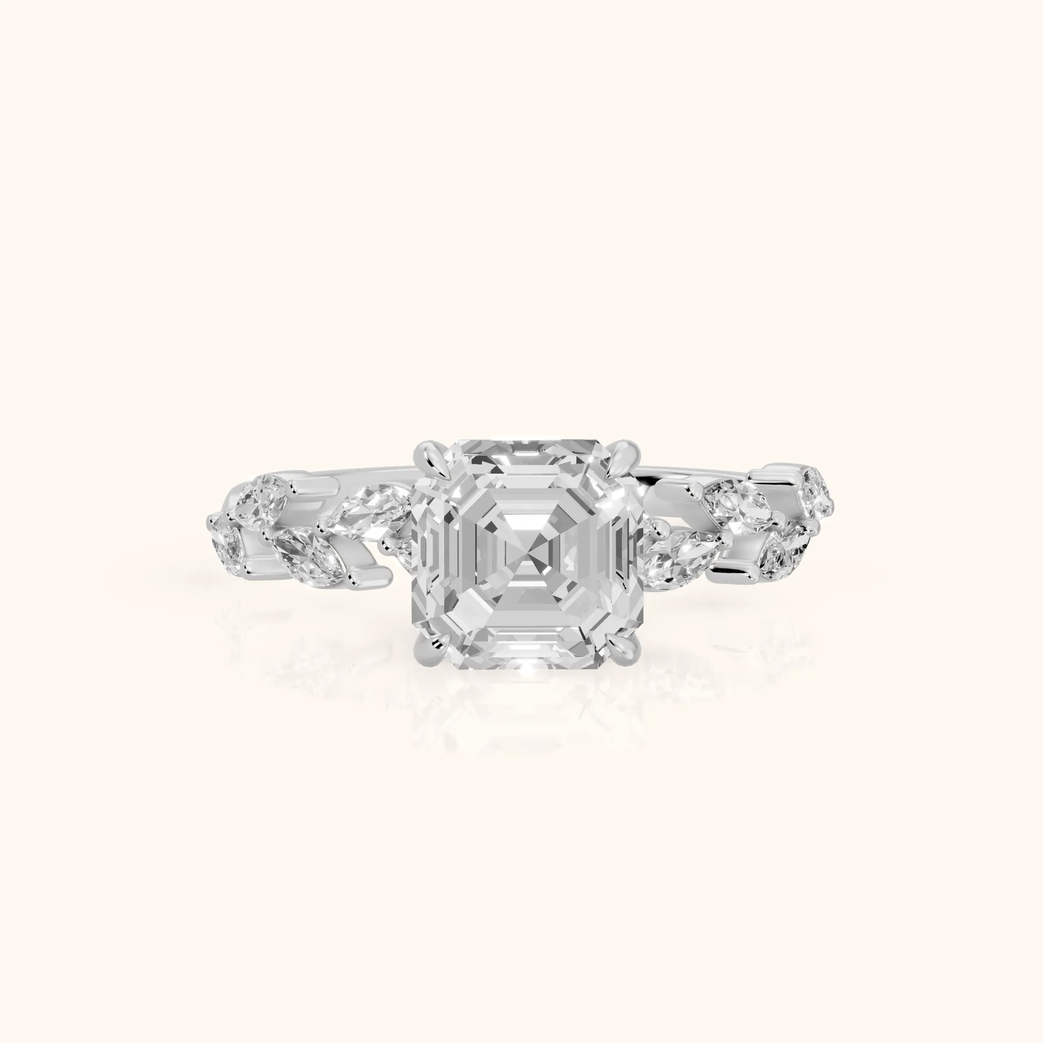 Mirella Laurel Asscher Diamond Engagement Ring in White Gold — view 1