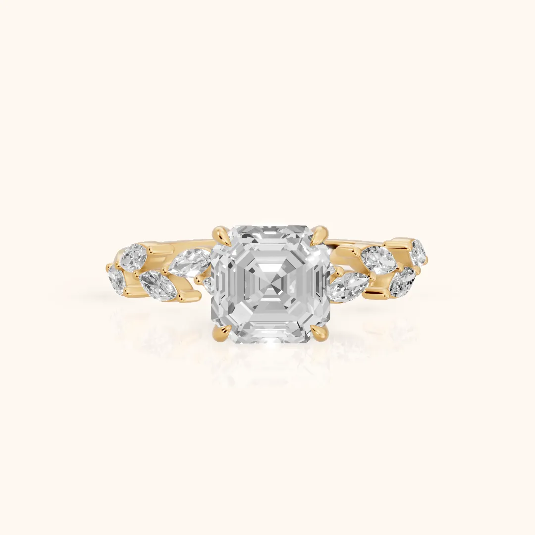 Mirella Laurel Asscher Diamond Engagement Ring in Yellow Gold — view 2