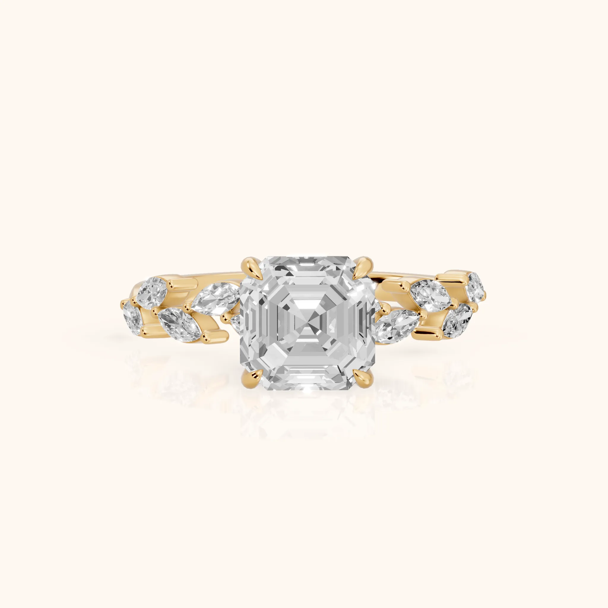 Mirella Laurel Asscher Diamond Engagement Ring in Yellow Gold — view 1