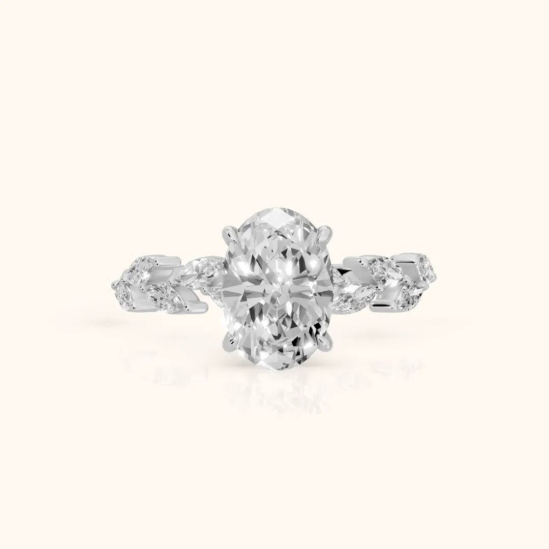 Mirella Laurel Oval Diamond Engagement Ring in Platinum — view 2