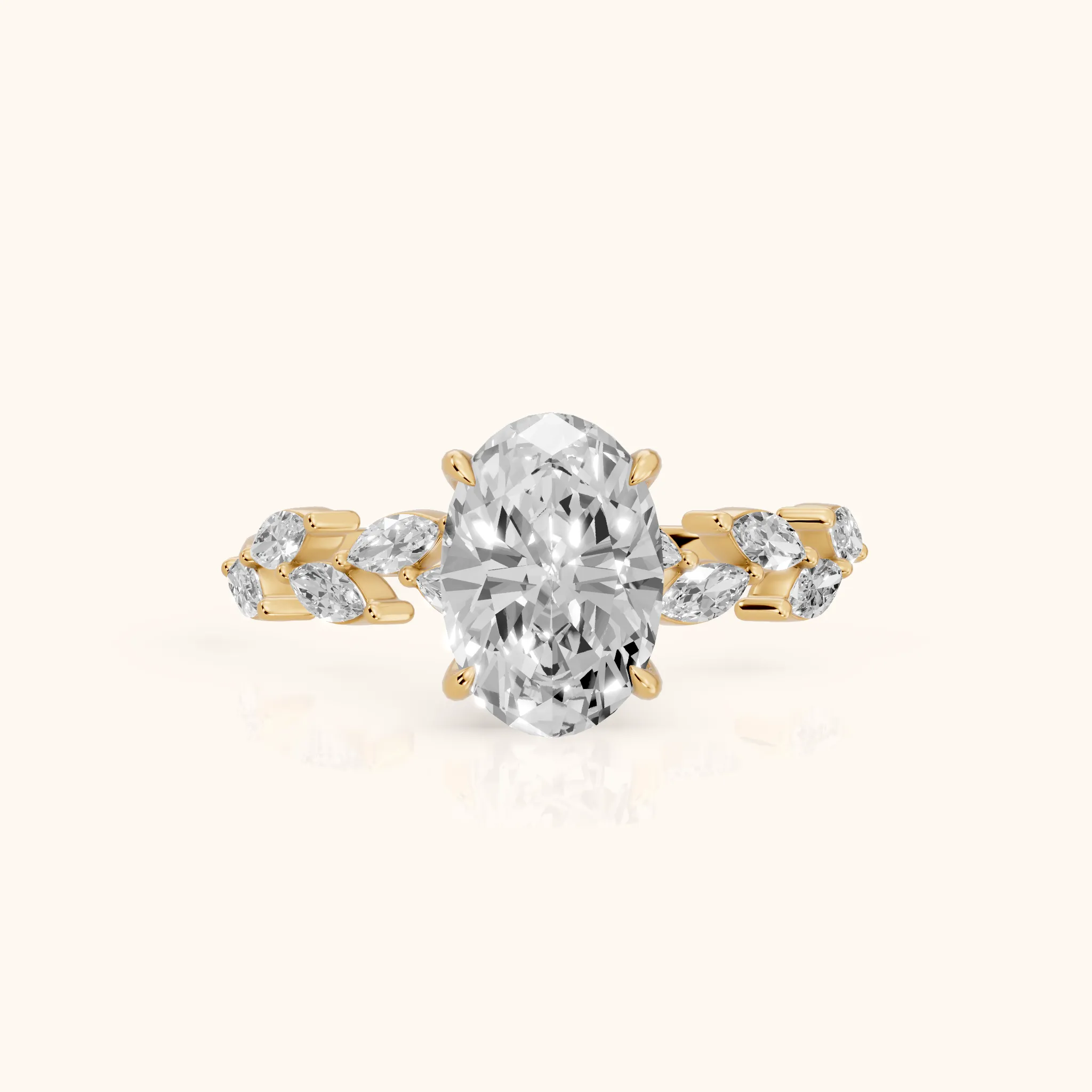 Mirella Laurel Oval Diamond Engagement Ring in Yellow Gold — view 1
