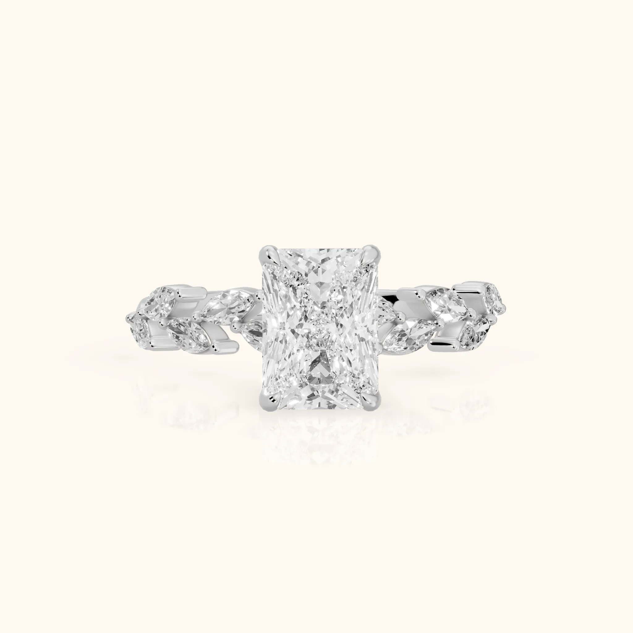 Mirella Laurel Radiant Diamond Engagement Ring in Silver — view 1