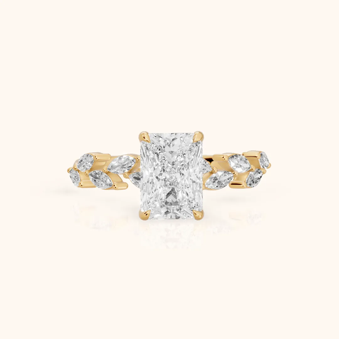 Mirella Laurel Radiant Diamond Engagement Ring in Yellow Gold — view 2