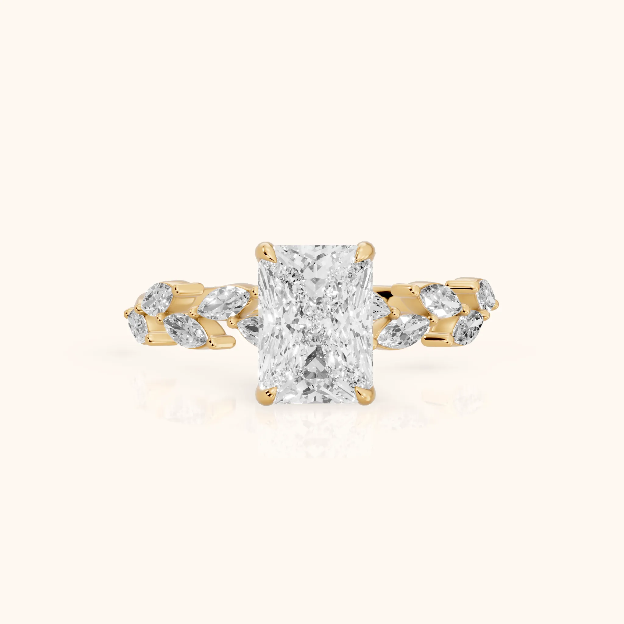 Mirella Laurel Radiant Diamond Engagement Ring in Yellow Gold — view 1