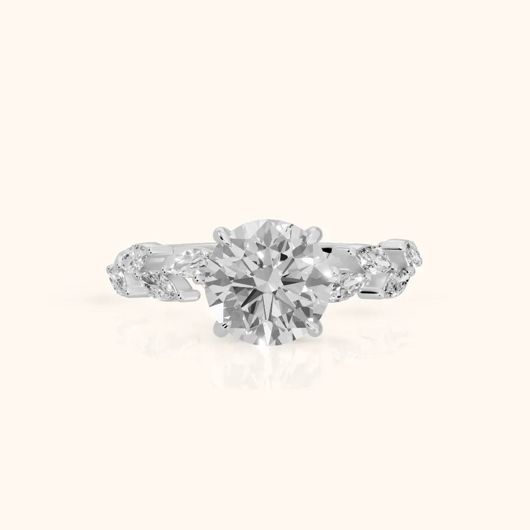 Mirella Laurel Round Diamond Engagement Ring in Silver — view 2