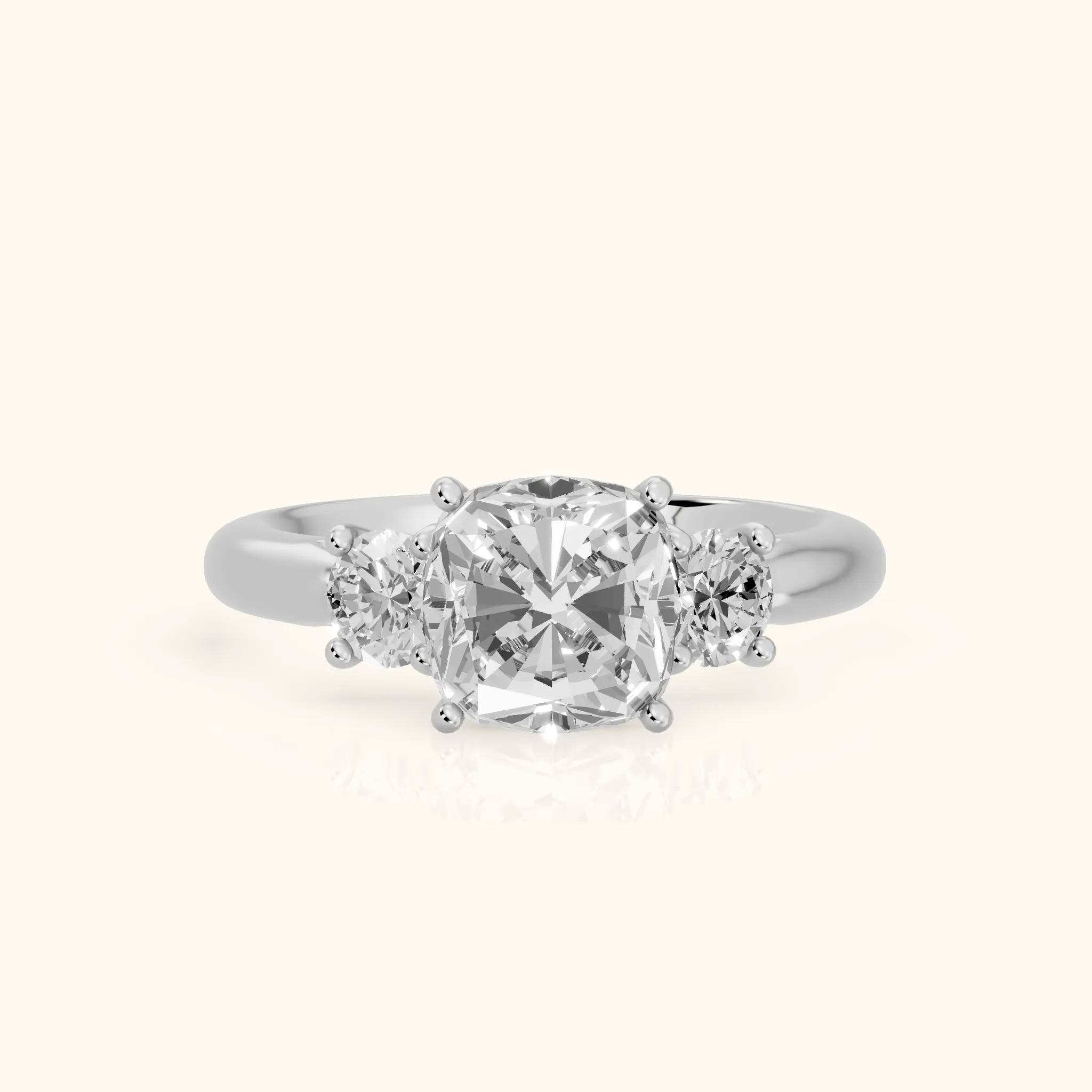 Gemma Three-Stone Cushion Diamond Engagement Ring in Silver — view 1