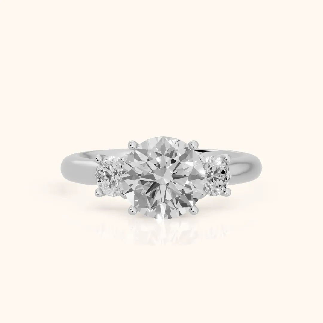 Gemma Three-Stone Round Diamond Engagement Ring in Platinum — view 2