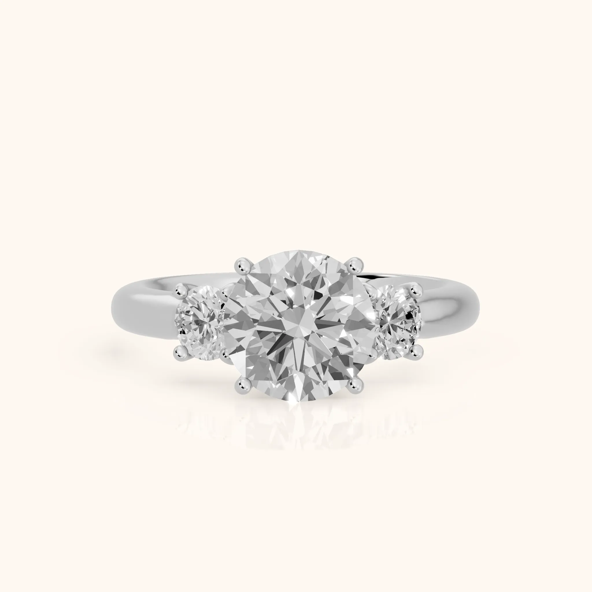 Gemma Three-Stone Round Diamond Engagement Ring in Platinum — view 1